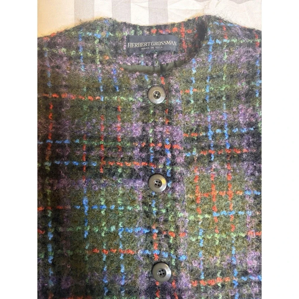 Vtg Herbert Grossman Mohair Wool Tweed Jacket~Sz 6~Plaid Old‎ Money Classic USA